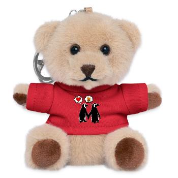 Mann & Frau Pinguin Humor, lustig, Geschenk - Teddy Schlüsselanhänger - Rot - Vorne