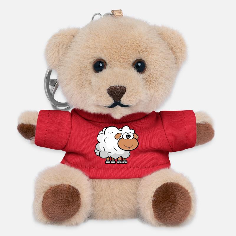 Cartoon Comic Sheep - Teddy Keyring - red