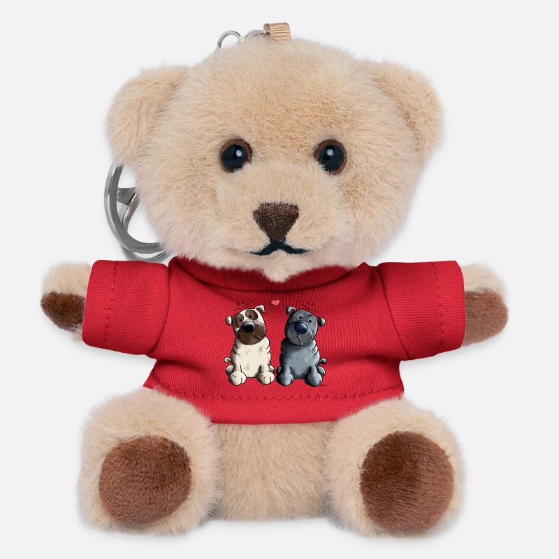 Lustige Möpse I Mops I Pug Love I Geschenk - Teddy Schlüsselanhänger - Rot