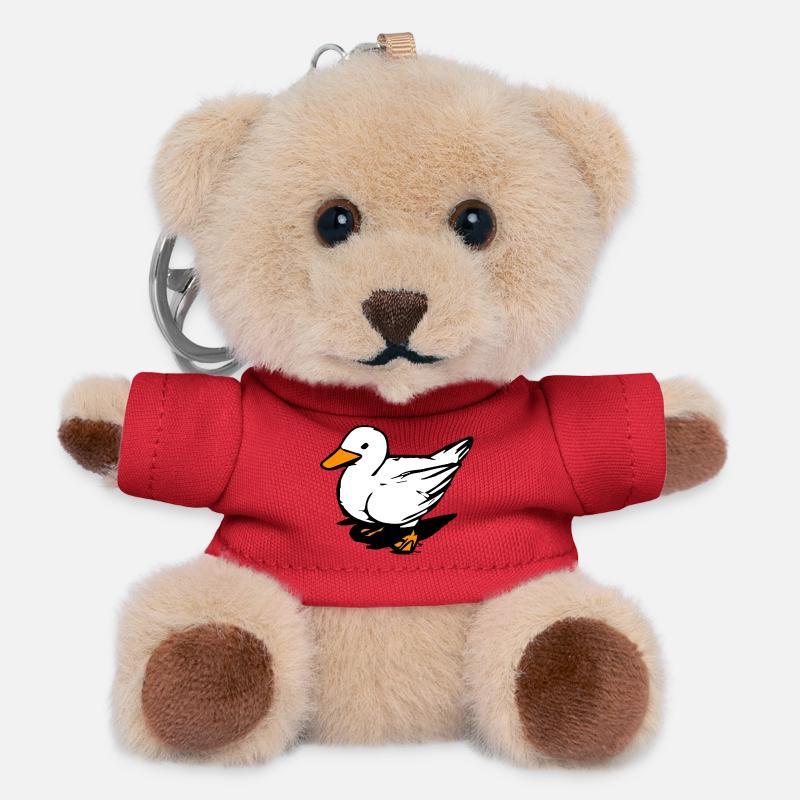 Cool Duck - Bathing Duck - Bird - Squeaky Duck - Teddy Keyring - red