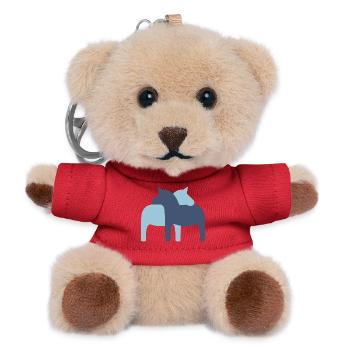 Dala Horse Couple light blue dark blue Horses Love - Teddy Keyring - red - Front