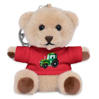 grüner 3D Traktor für Trecker und Bauernhof Fans - Teddy Schlüsselanhänger - Rot - Vorne