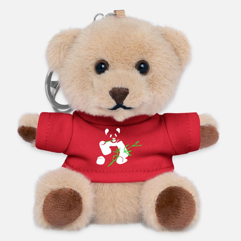 Panda avec bambou - Porte-clés ourson - rouge