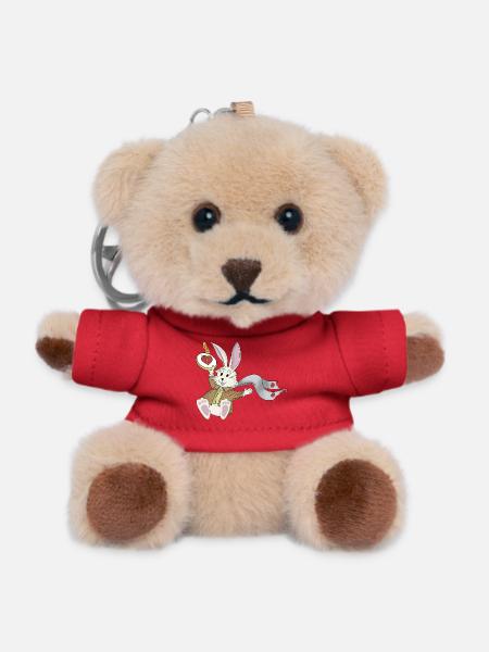 Late Again Clock Rabbit - Teddy Keyring - red