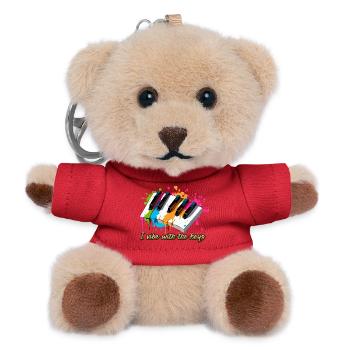 En harmonie avec les touches du piano - Pianiste - Porte-clés ourson - rouge - Devant