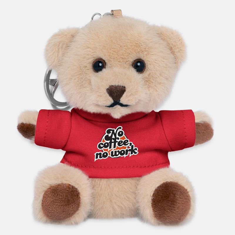 No Coffee No Work – Explosive Vintage Style - Teddy Keyring - red