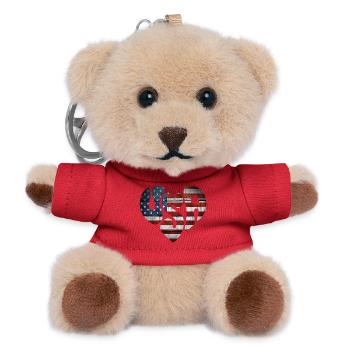 Vintage Amerikanischer Griff und Herz - Teddy Schlüsselanhänger - Rot - Vorne
