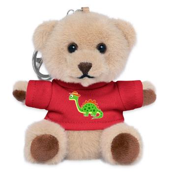 Niedlicher Dino mit Hut - Teddy Schlüsselanhänger - Rot - Vorne
