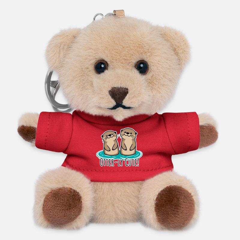 Que de mignonnes loutres ! Amis loutres mignons ! - Porte-clés ourson - rouge