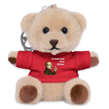 Im Schlaf macht keiner Blödsinn – Vintage Humor - Teddy Schlüsselanhänger - Rot - Vorne