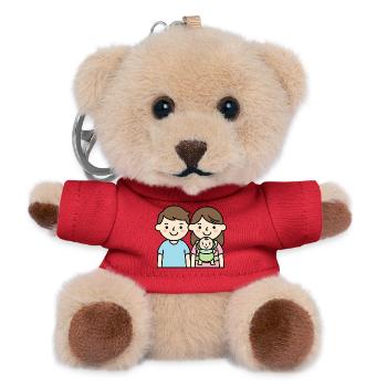 Jeune famille avec bébé | Mignon Parents Dessin Animé - Porte-clés ourson - rouge - Devant