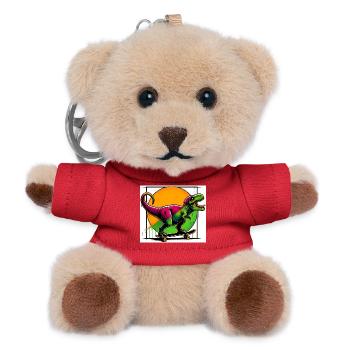Dinosaure sur Skateboard - Porte-clés ourson - rouge - Devant