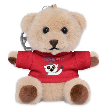 Äffchen verabschiedet sich: Tschau Mit V - Teddy Schlüsselanhänger - Rot - Vorne
