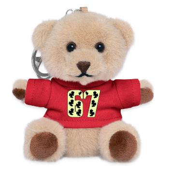 67 Nummern Zahl 67 - Teddy Schlüsselanhänger - Rot - Vorne