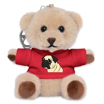 Mops Hunde T-shirt Geschenk Weihnachten - Teddy Schlüsselanhänger - Rot - Vorne