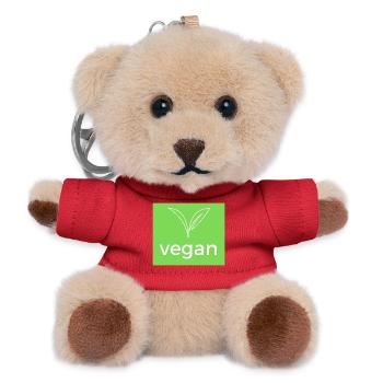 Vegan - signe pour tous les vegans - Porte-clés ourson - rouge - Devant