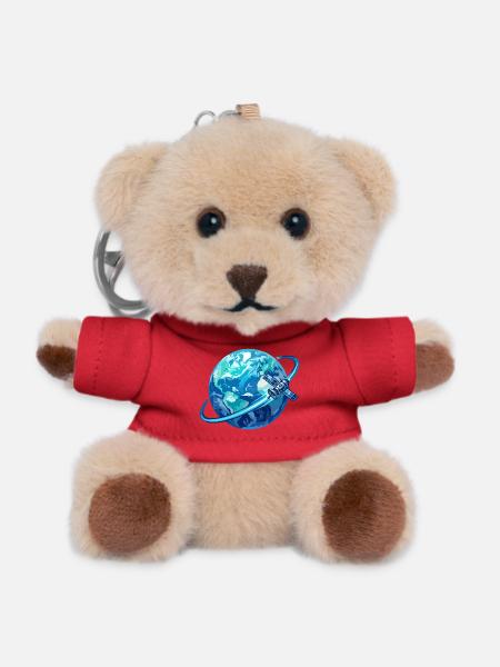 Erde Blauer Planet Satellit Globus Satellitenring - Teddy Schlüsselanhänger - Rot