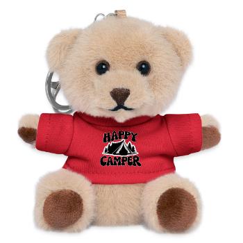 Fröhlicher Camper Zeltszene - Teddy Schlüsselanhänger - Rot - Vorne