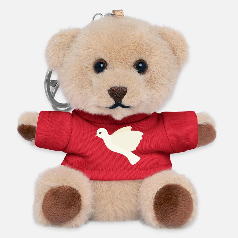 Ivory Dove in Flight - Teddy Keyring - red