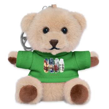 London Holiday Travel – England Big Ben & City - Teddy Keyring - green - Front