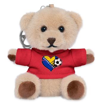 Bosnien Flagge Fußball mit Herz used - Teddy Schlüsselanhänger - Rot - Vorne
