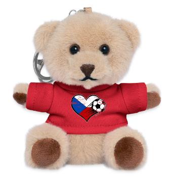 Tschechien Flagge Fußball mit Herz used - Teddy Schlüsselanhänger - Rot - Vorne