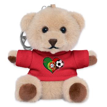 Portugal Flagge Fußball mit Herz used - Teddy Schlüsselanhänger - Rot - Vorne