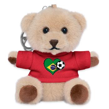 Brasilien Flagge Fußball mit Herz - Teddy Schlüsselanhänger - Rot - Vorne