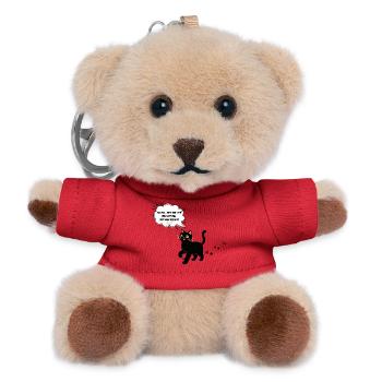 Dunkelmodus Katze Spruch - Teddy Schlüsselanhänger - Rot - Vorne