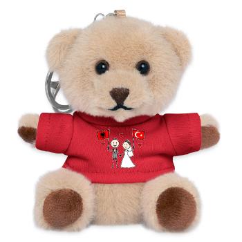 Wedding Couple Albania Turkey Flag - Teddy Keyring - red - Front