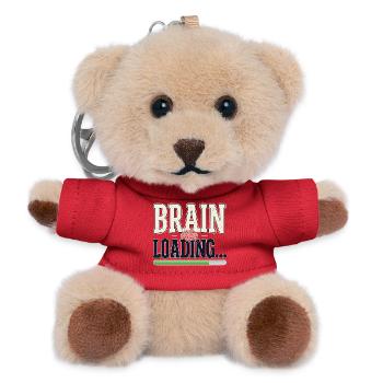 Student Humor – Brain Loading - Teddy Keyring - red - Front