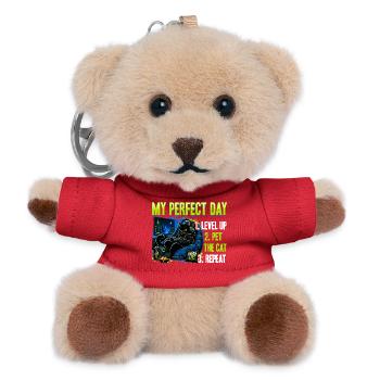 Gamer Gaming Cat Video Game - Teddy Schlüsselanhänger - Rot - Vorne