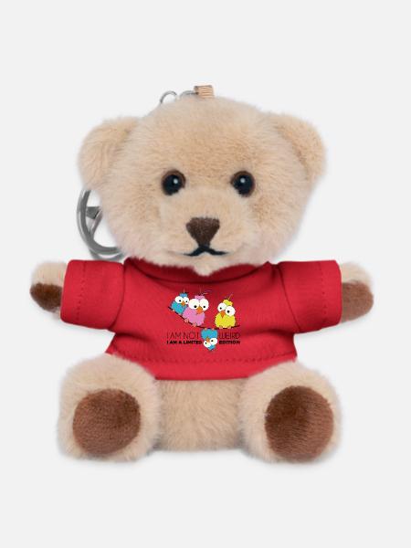 Not Weird. I am a limited Edition. Birds on a Wire - Teddy Keyring - red