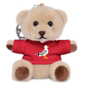Whimsical Grey Wing Duck Illustration - Teddy Keyring - red - Front