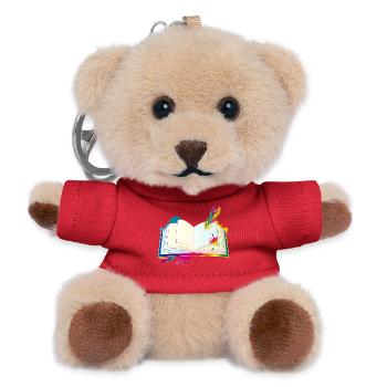 motley diary with quill pen and blobs - Teddy Keyring - red - Front