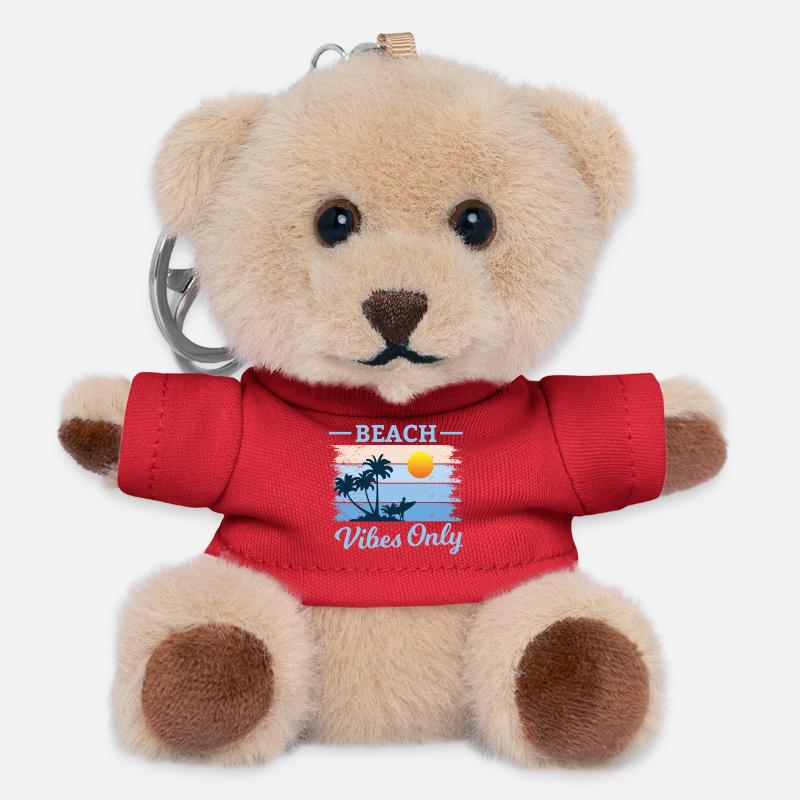 Beach Palm Tree Sunset Design - Teddy Keyring - red