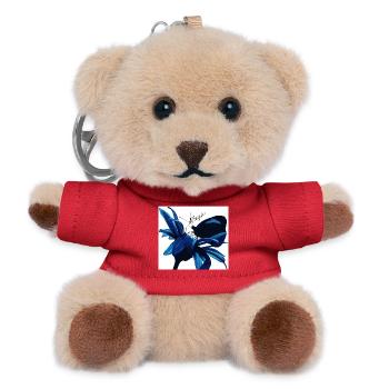 Blaues Blütenzauber mit Magic - Teddy Schlüsselanhänger - Rot - Vorne