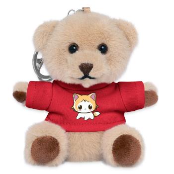 Kawaii Chibi Cat - Cute Anime Kitten - Teddy Keyring - red - Front