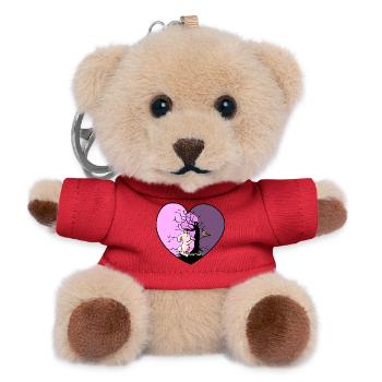 Heart Rabbit Fantasy Bird Kids Toddler Baby - Teddy Keyring - red - Front