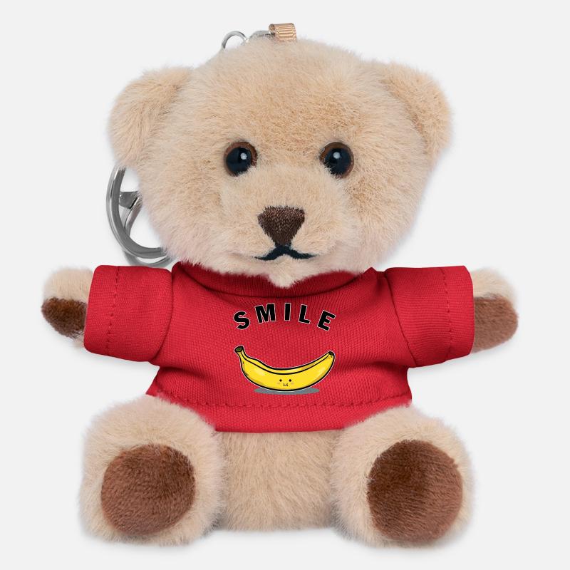 Sourire de banane - Porte-clés ourson - rouge
