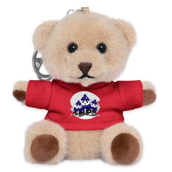 Liebe Panda Familie im Winter mit Mützen. - Teddy Schlüsselanhänger - Rot - Vorne