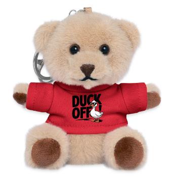 Duck Off - Lustige Cartoon Ente mit Haltung - Teddy Schlüsselanhänger - Rot - Vorne