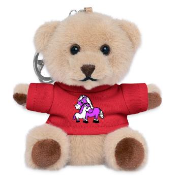 2 Mignon Chevaux Enfant Famille Maman Papa Maman Père - Porte-clés ourson - rouge - Devant