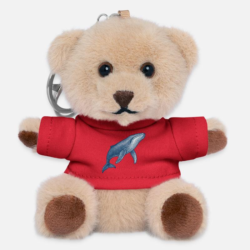 Stylised Blue Whale Illustration - Teddy Keyring - red