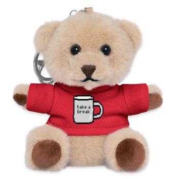 Relax Check Pixel Art Mug - Teddy Keyring - red - Front