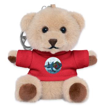 Geburtstagshai mit Geschenk - Teddy Schlüsselanhänger - Rot - Vorne