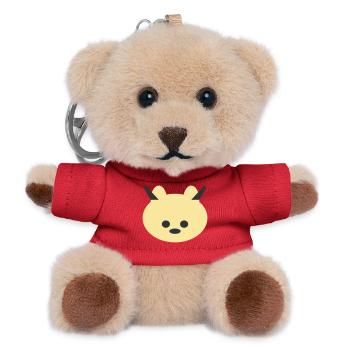 Gehörnter Bär Kuschel-Symbol - Teddy Schlüsselanhänger - Rot - Vorne