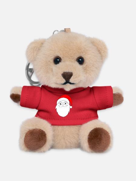 Santa Claus Line Art - Teddy Keyring - red