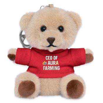 Aura Farming CEO Brand Funny Saying  - Teddy Keyring - red - Front