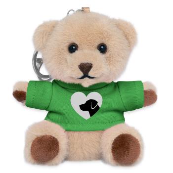 Heart Dog Silhouette in Shirt - Teddy Keyring - green - Front